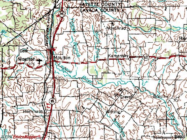 Zip code 77975 topographic map