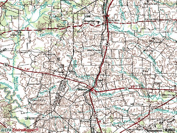 Zip code 77984 topographic map
