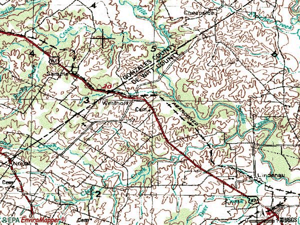 Zip code 77994 topographic map