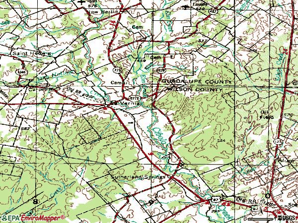 Zip code 78121 topographic map