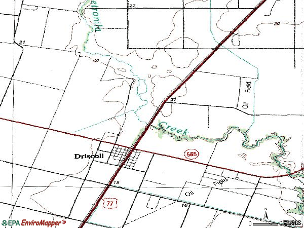 Zip code 78351 topographic map