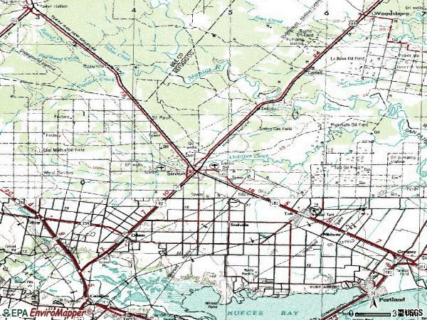 Zip code 78387 topographic map