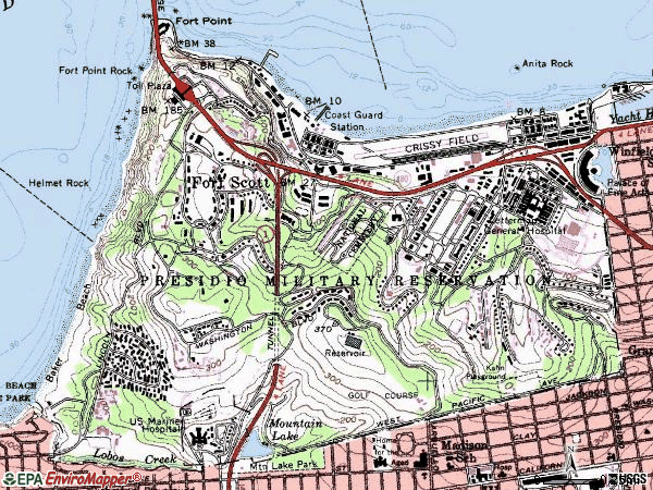 Zip code 94129 topographic map
