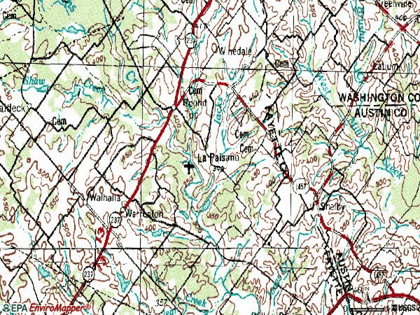 Zip code 78954 topographic map