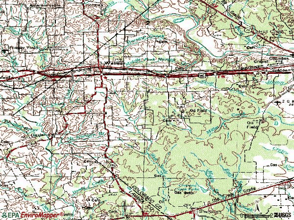 Zip code 78962 topographic map