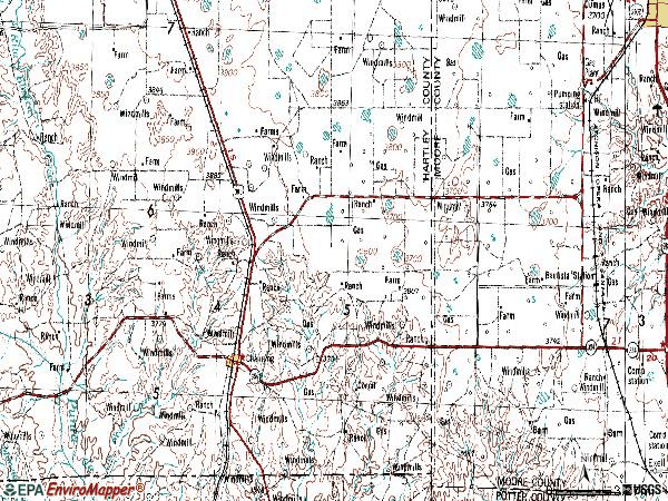 Zip code 79018 topographic map