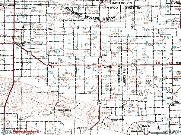 Zip code 79064 topographic map