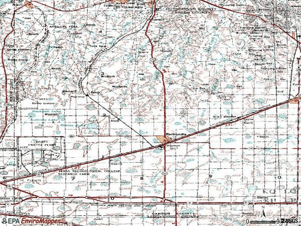 Zip code 79068 topographic map