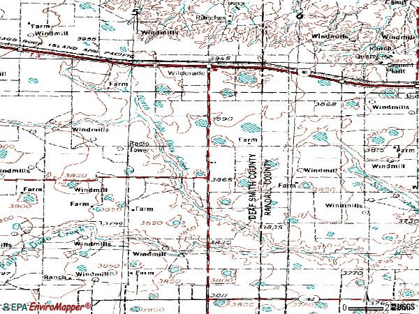 Zip code 79098 topographic map