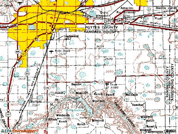 Zip code 79118 topographic map