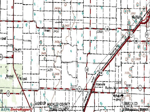 Zip code 79358 topographic map
