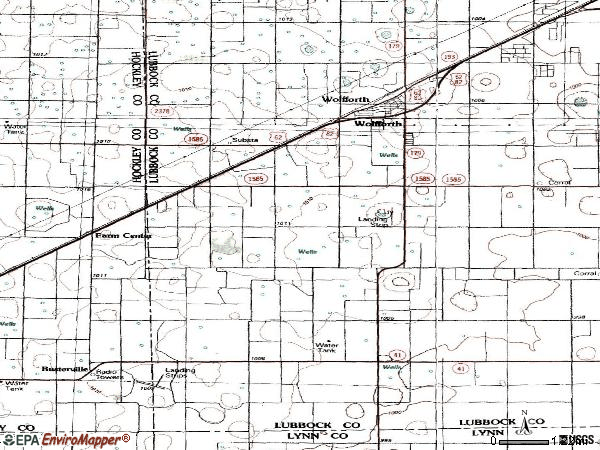 Zip code 79382 topographic map