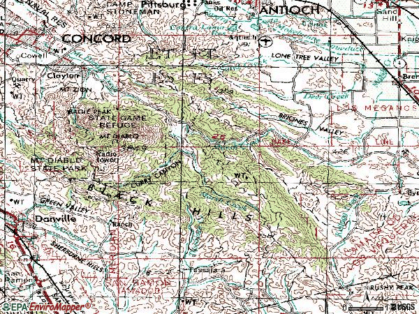 Zip code 94517 topographic map