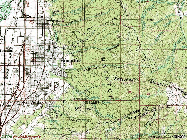 Zip code 84010 topographic map