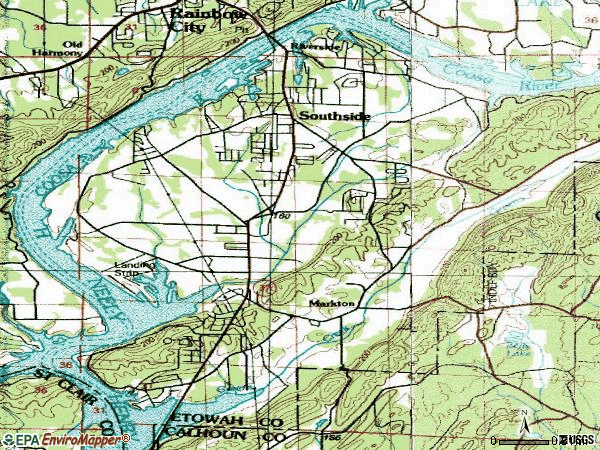 Zip code 35907 topographic map