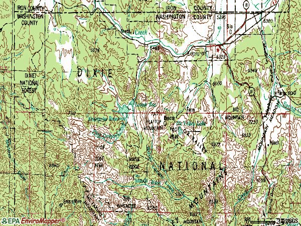 Zip code 84725 topographic map