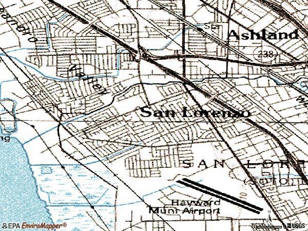 Zip code 94580 topographic map