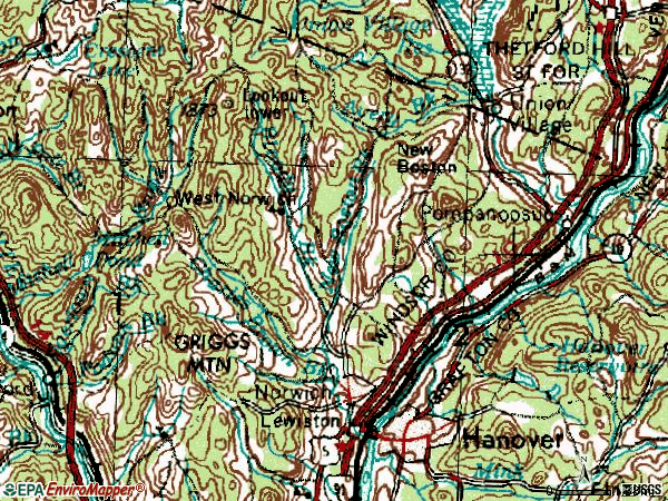Zip code 05055 topographic map