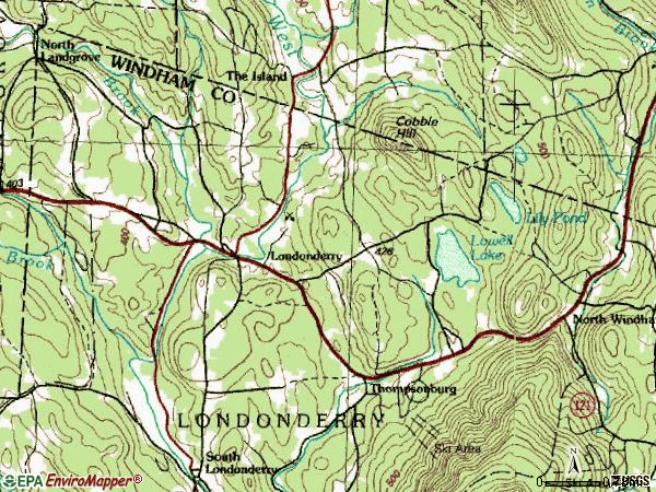 Zip code 05148 topographic map