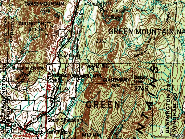 Zip code 05262 topographic map