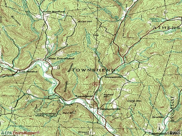 Zip code 05353 topographic map