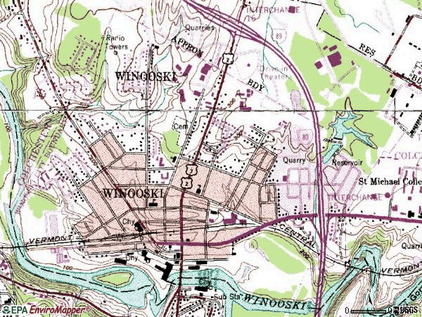Zip code 05404 topographic map
