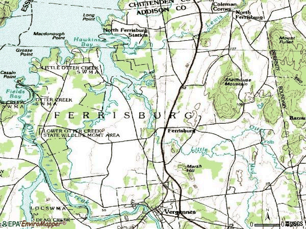 Zip code 05456 topographic map