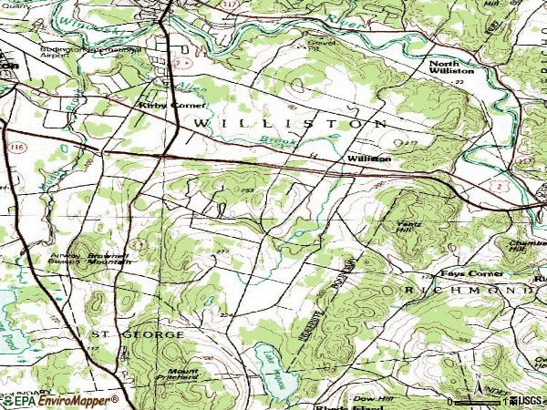 Zip code 05495 topographic map