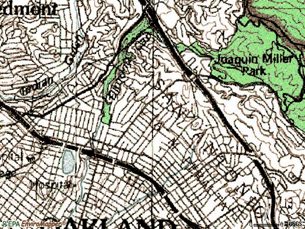 Zip code 94602 topographic map