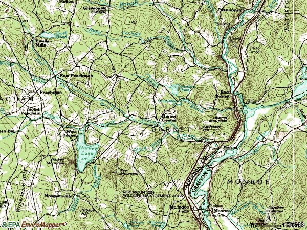 Zip code 05821 topographic map