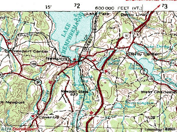 Zip code 05855 topographic map