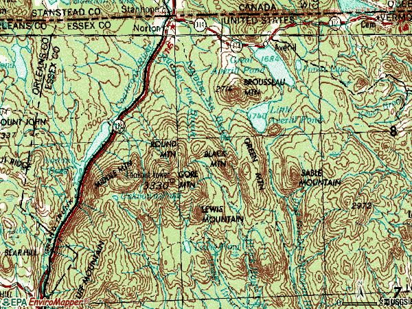 Zip code 05907 topographic map