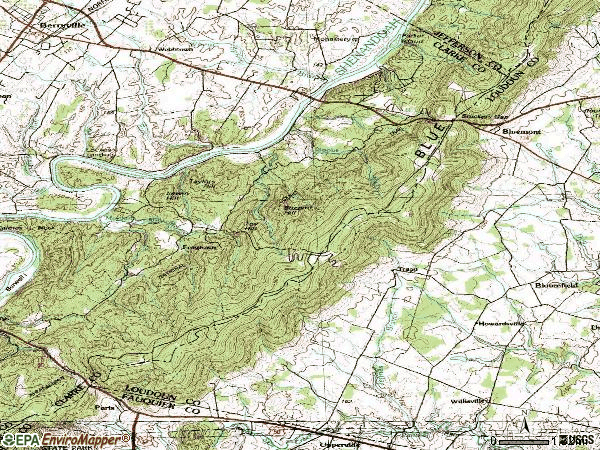 Zip code 20135 topographic map