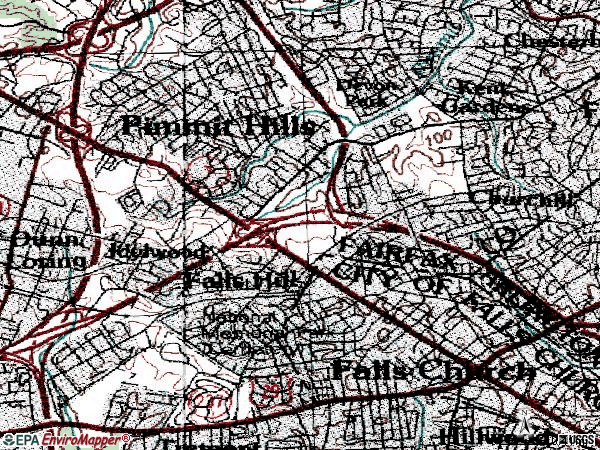 Zip code 22043 topographic map