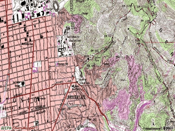 Zip code 94705 topographic map
