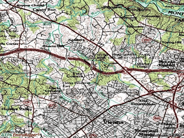 Zip code 22182 topographic map
