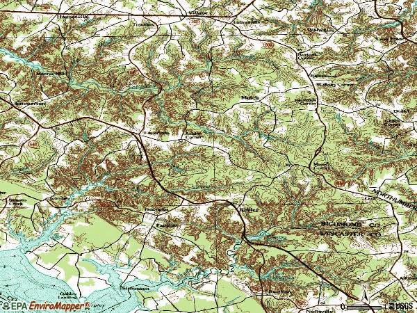 Zip code 22460 topographic map