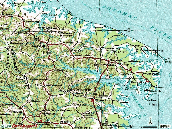 Zip code 22473 topographic map