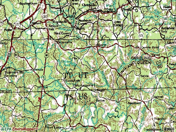 Zip code 22514 topographic map