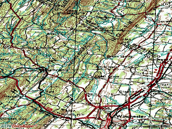 Zip code 22603 topographic map