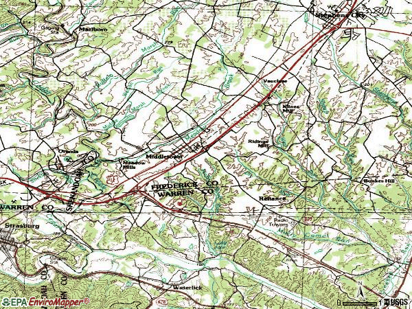 Zip code 22645 topographic map