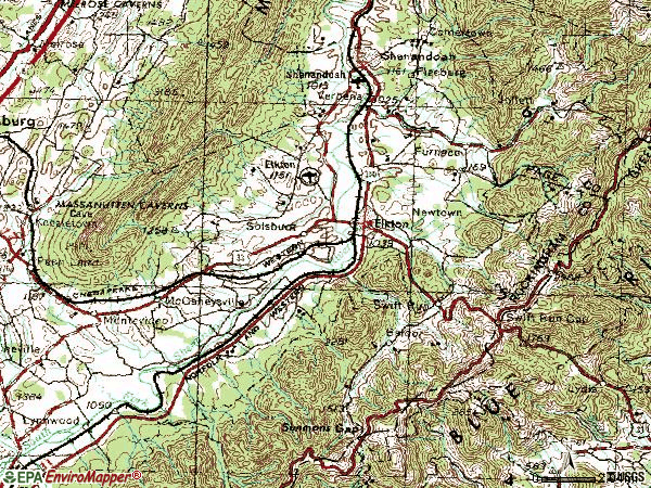 Zip code 22827 topographic map