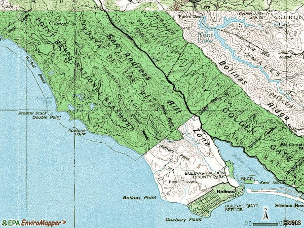 Zip code 94924 topographic map