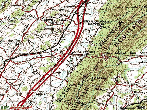 Zip code 22844 topographic map