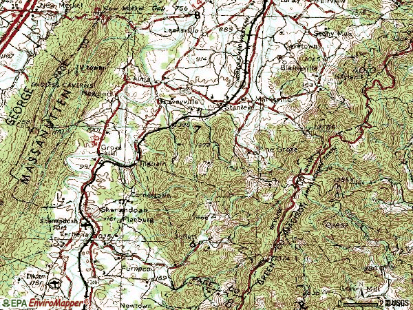 Zip code 22851 topographic map