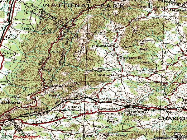 Zip code 22932 topographic map