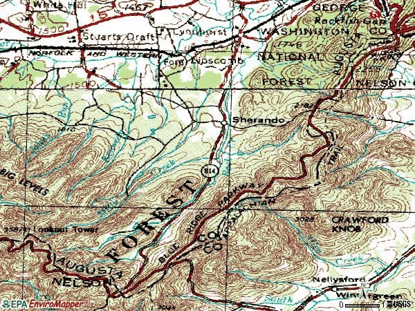 Zip code 22952 topographic map