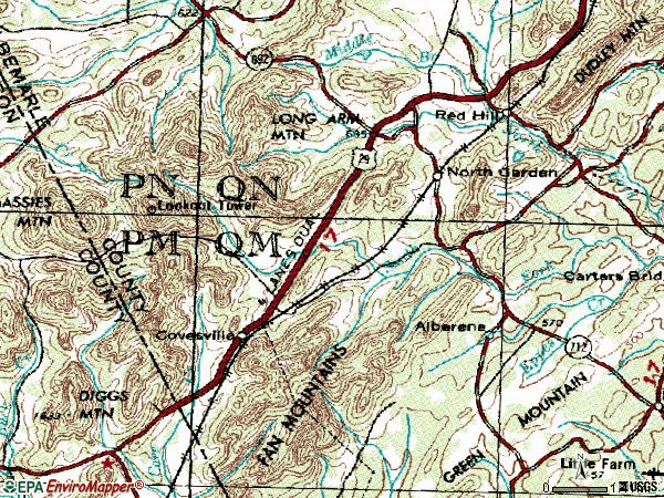Zip code 22959 topographic map