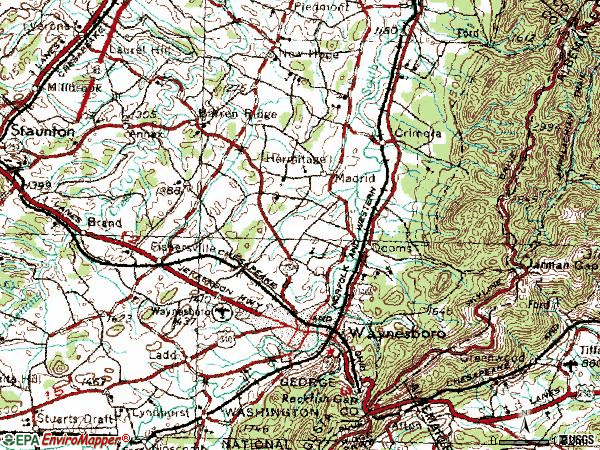 Zip code 22980 topographic map