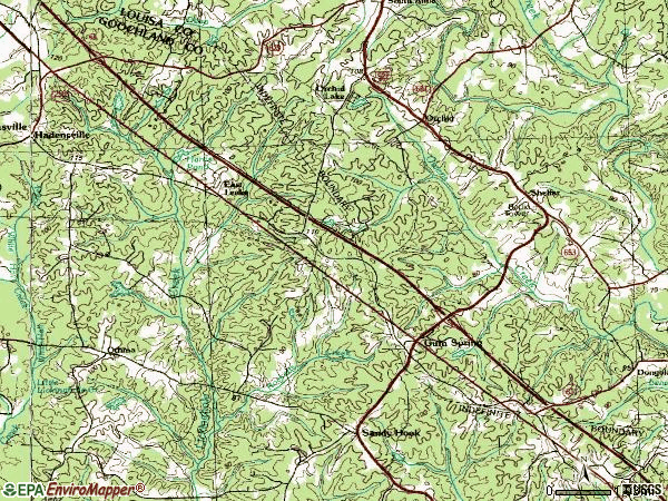 Zip code 23065 topographic map